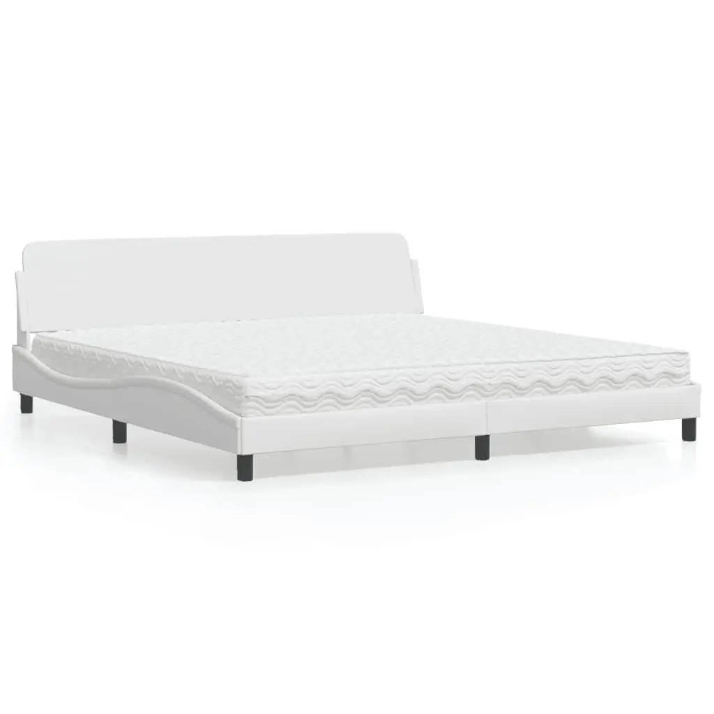 Letto con Materasso Bianco 200x200cm in Similpelle