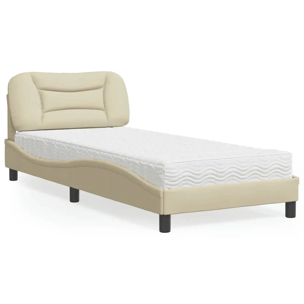 Letto con Materasso Crema 80x200 cm in Tessuto