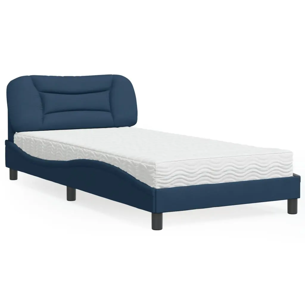 Letto con Materasso Blu 100x200 cm in Tessuto