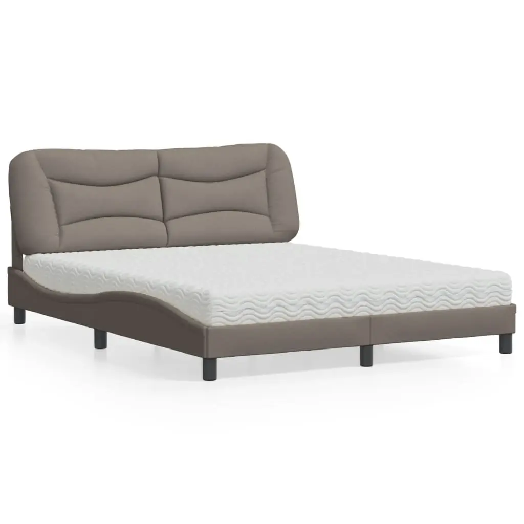 Letto con Materasso Tortora 160x200 cm in Tessuto