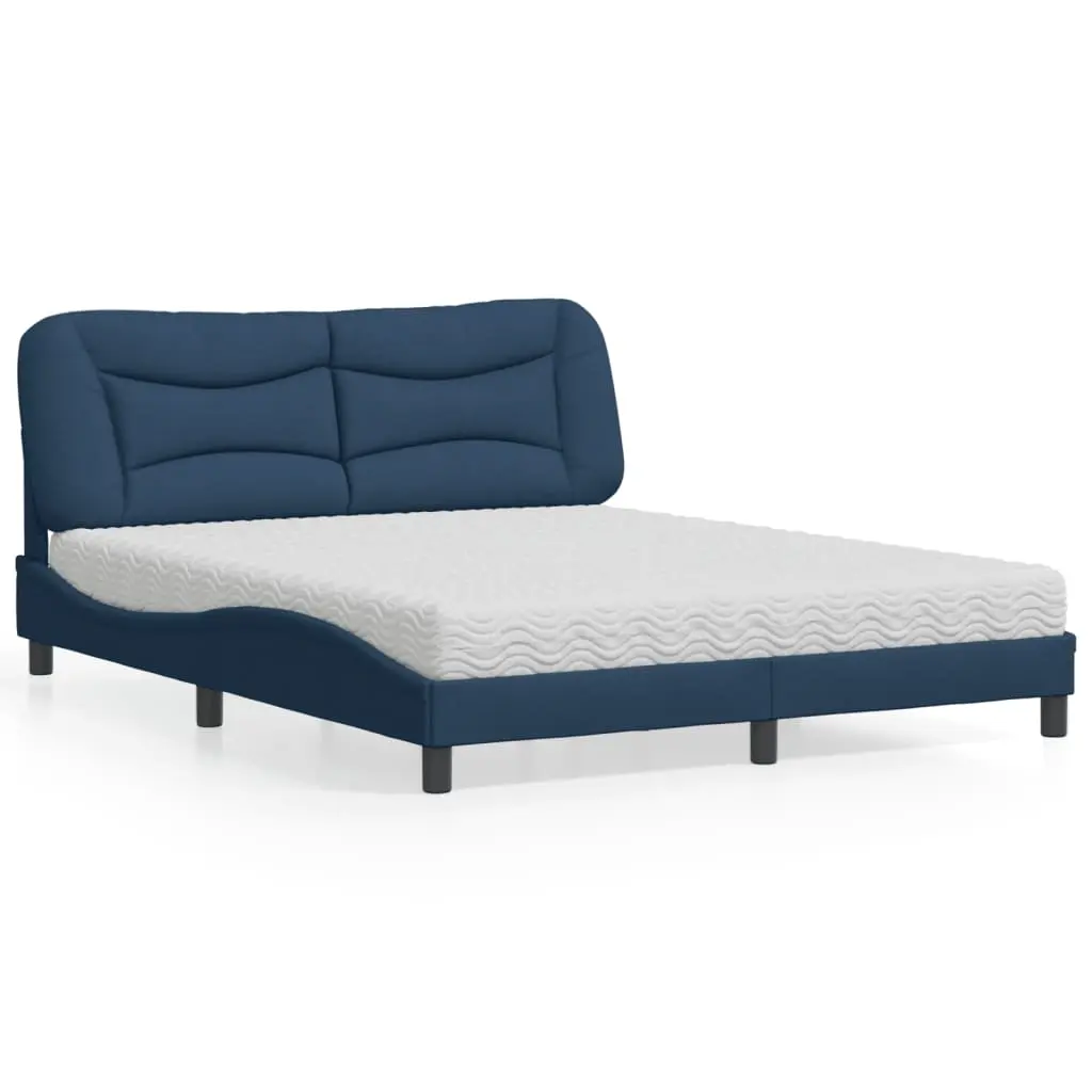 Letto con Materasso Blu 160x200 cm in Tessuto