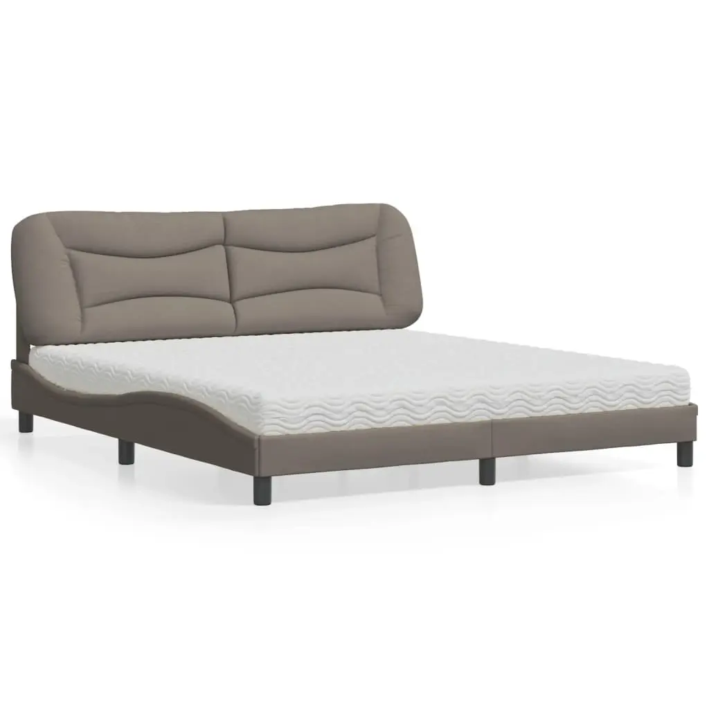 Letto con Materasso Tortora 180x200 cm in Tessuto