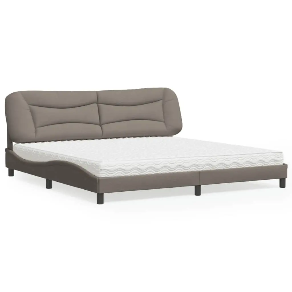 Letto con Materasso Tortora 200x200 cm in Tessuto