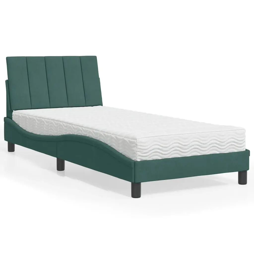 Letto con Materasso Verde Scuro 80x200 cm in Velluto