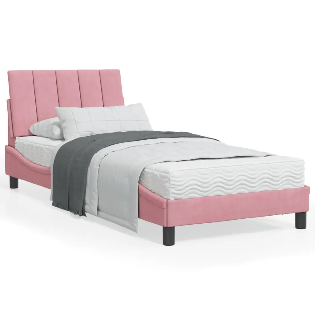 Letto con Materasso Rosa 90x200 cm in Velluto