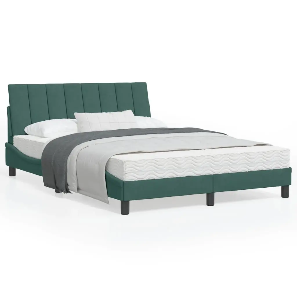 Letto con Materasso Verde Scuro 120x200 cm in Velluto