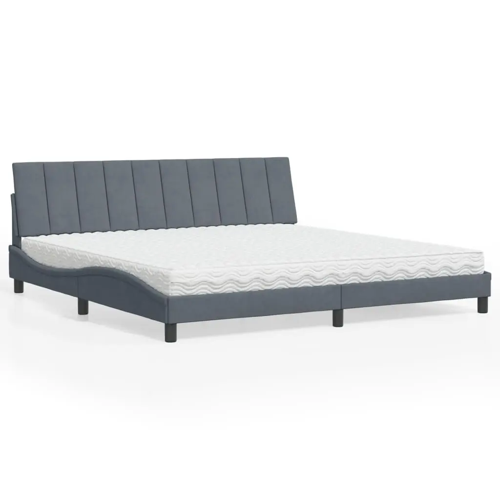 Letto con Materasso Grigio Scuro 200x200 cm Velluto