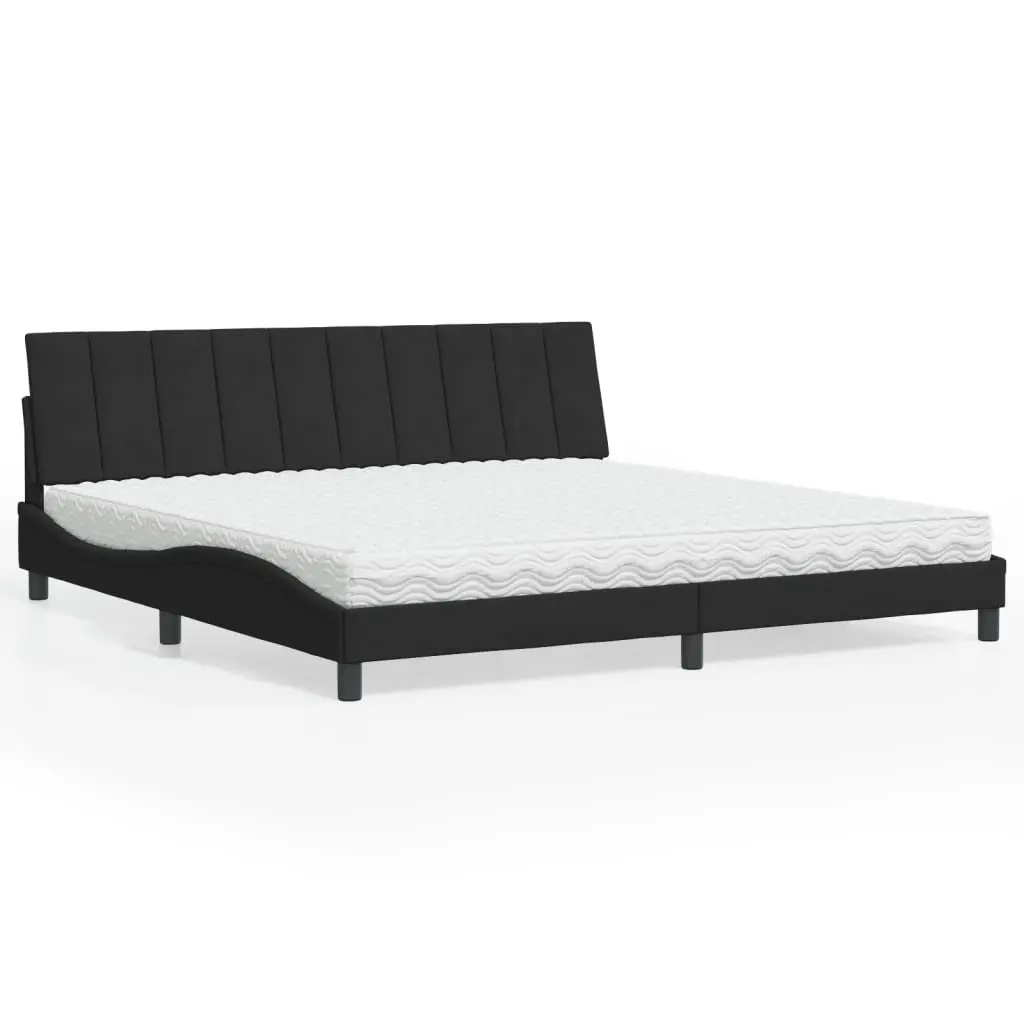 Letto con Materasso Nero 200x200 cm in Velluto