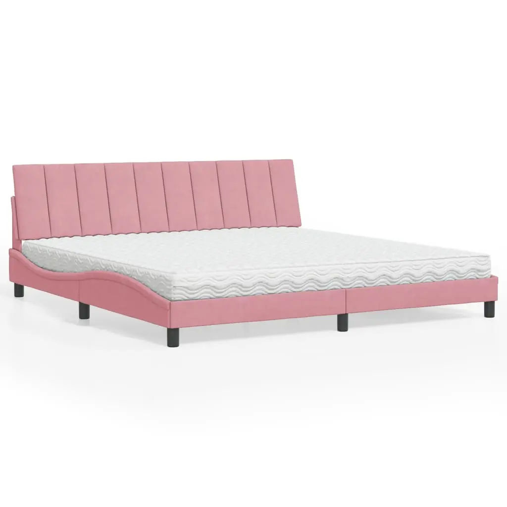 Letto con Materasso Rosa 200x200 cm in Velluto