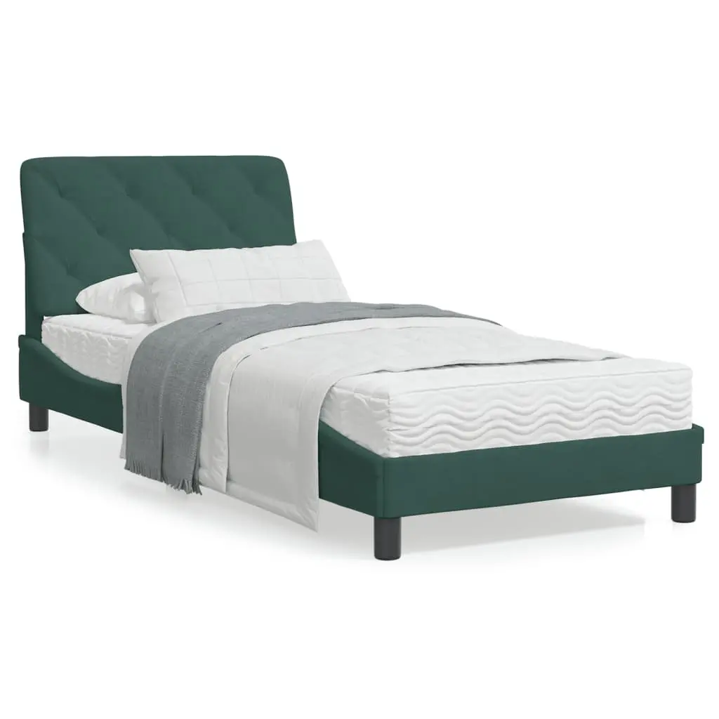 Letto con Materasso Verde Scuro 80x200 cm in Velluto