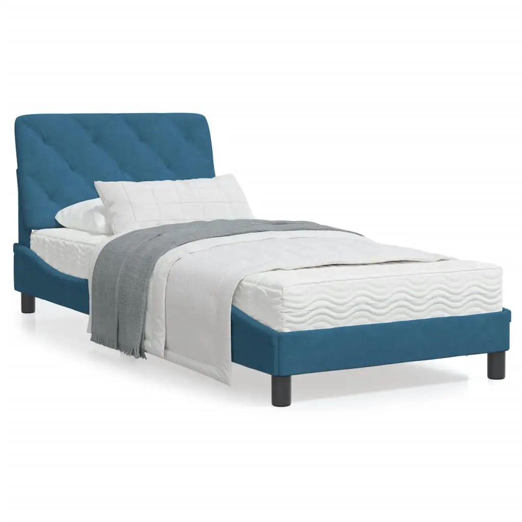 Letto con Materasso Blu 80x200 cm in Velluto