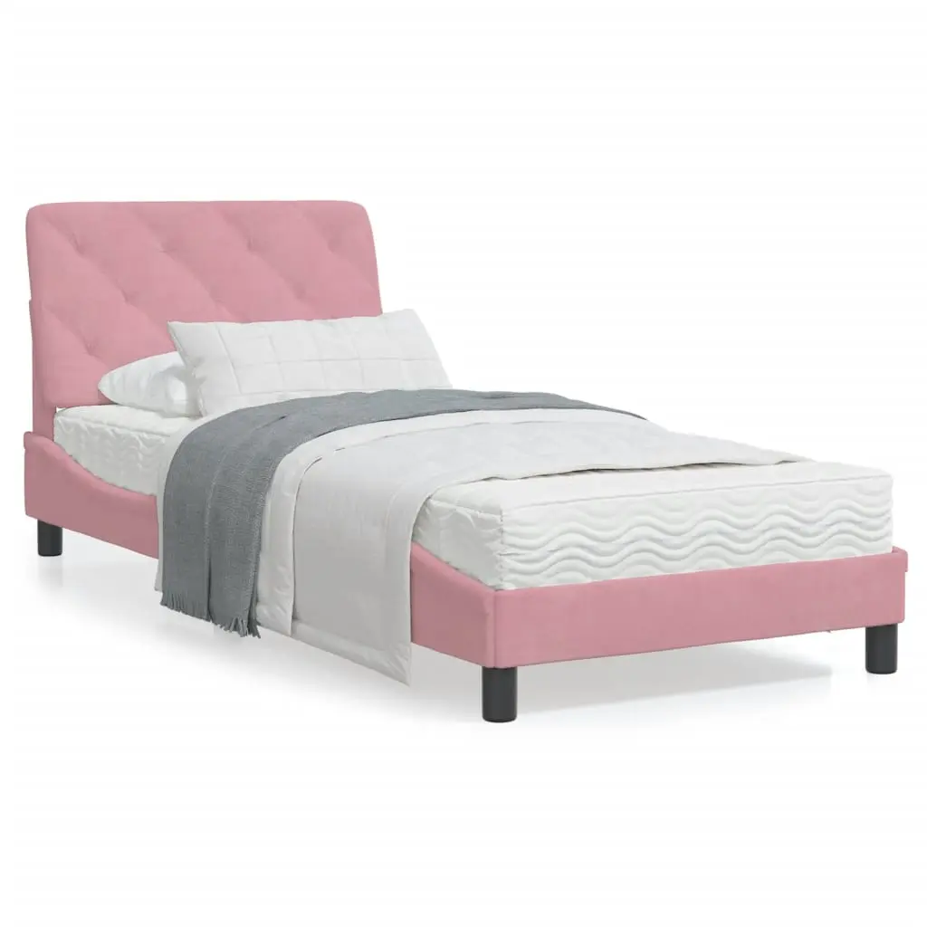 Letto con Materasso Rosa 80x200 cm in Velluto