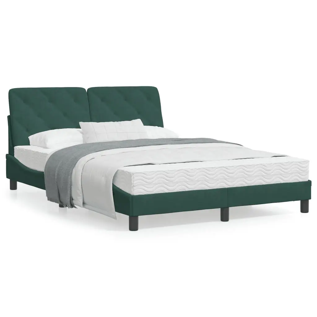 Letto con Materasso Verde Scuro 120x200 cm in Velluto