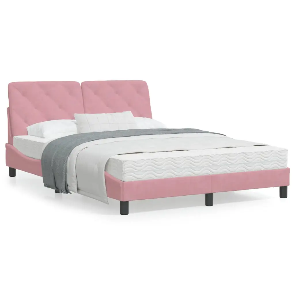 Letto con Materasso Rosa 120x200 cm in Velluto