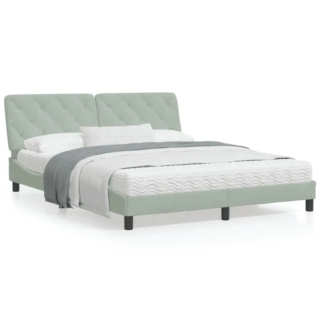 Letto con Materasso Grigio Chiaro 160x200 cm in Velluto