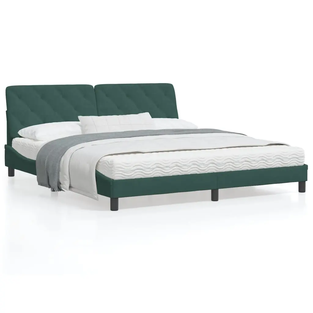 Letto con Materasso Verde Scuro 180x200 cm in Velluto