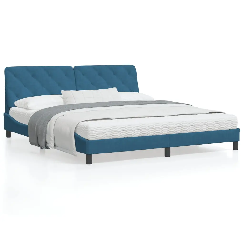 Letto con Materasso Blu 180x200 cm in Velluto