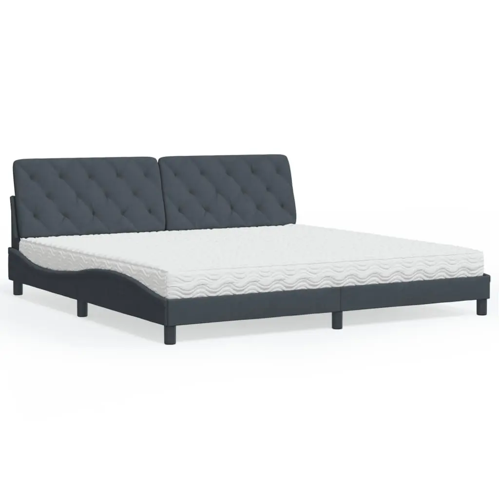 Letto con Materasso Grigio Scuro 200x200 cm Velluto