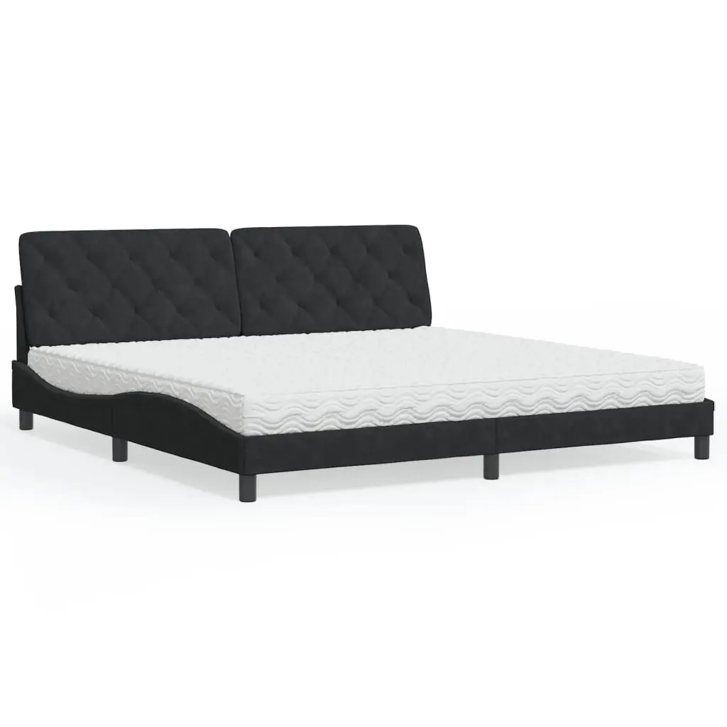 Letto con Materasso Nero 200x200 cm in Velluto