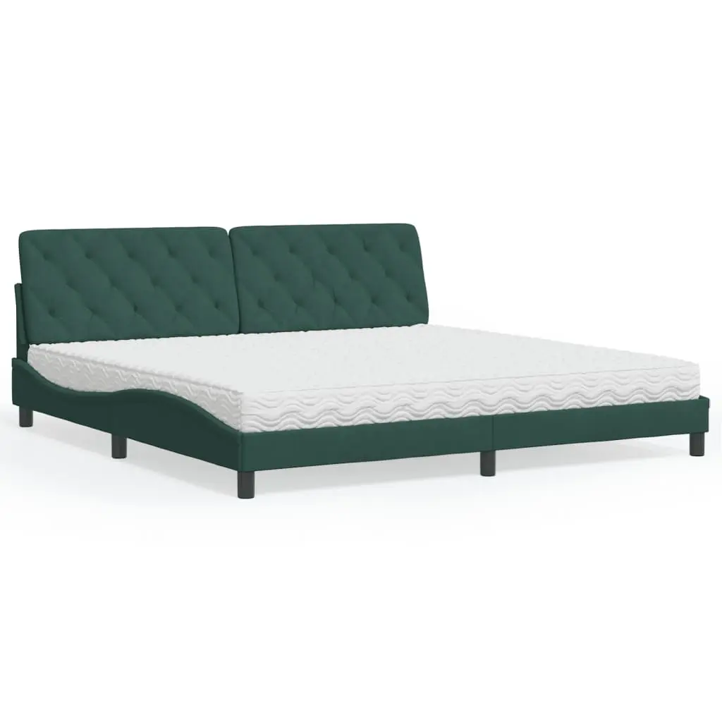 Letto con Materasso Verde Scuro 200x200 cm Velluto