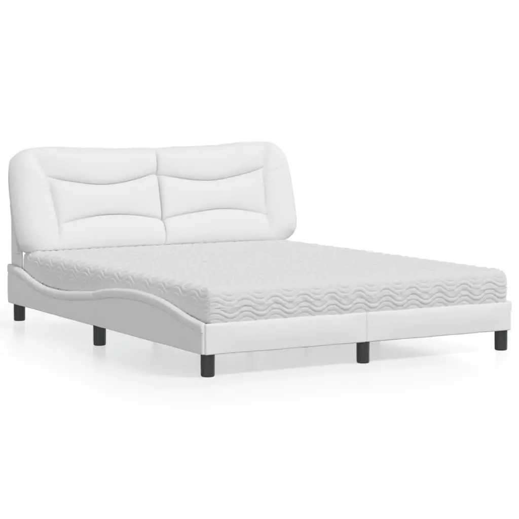 Letto con Materasso Bianco 160x200 cm in Similpelle