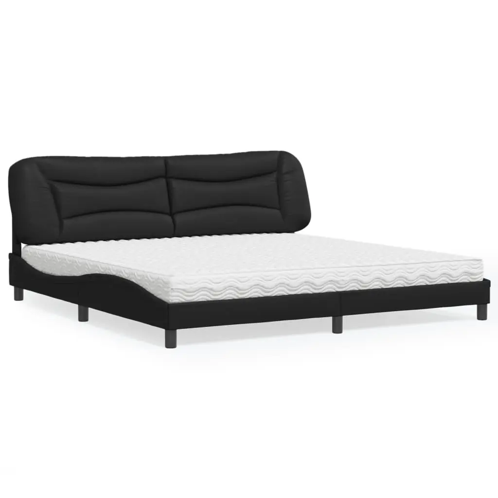 Letto con Materasso Nero 200x200 cm in Similpelle