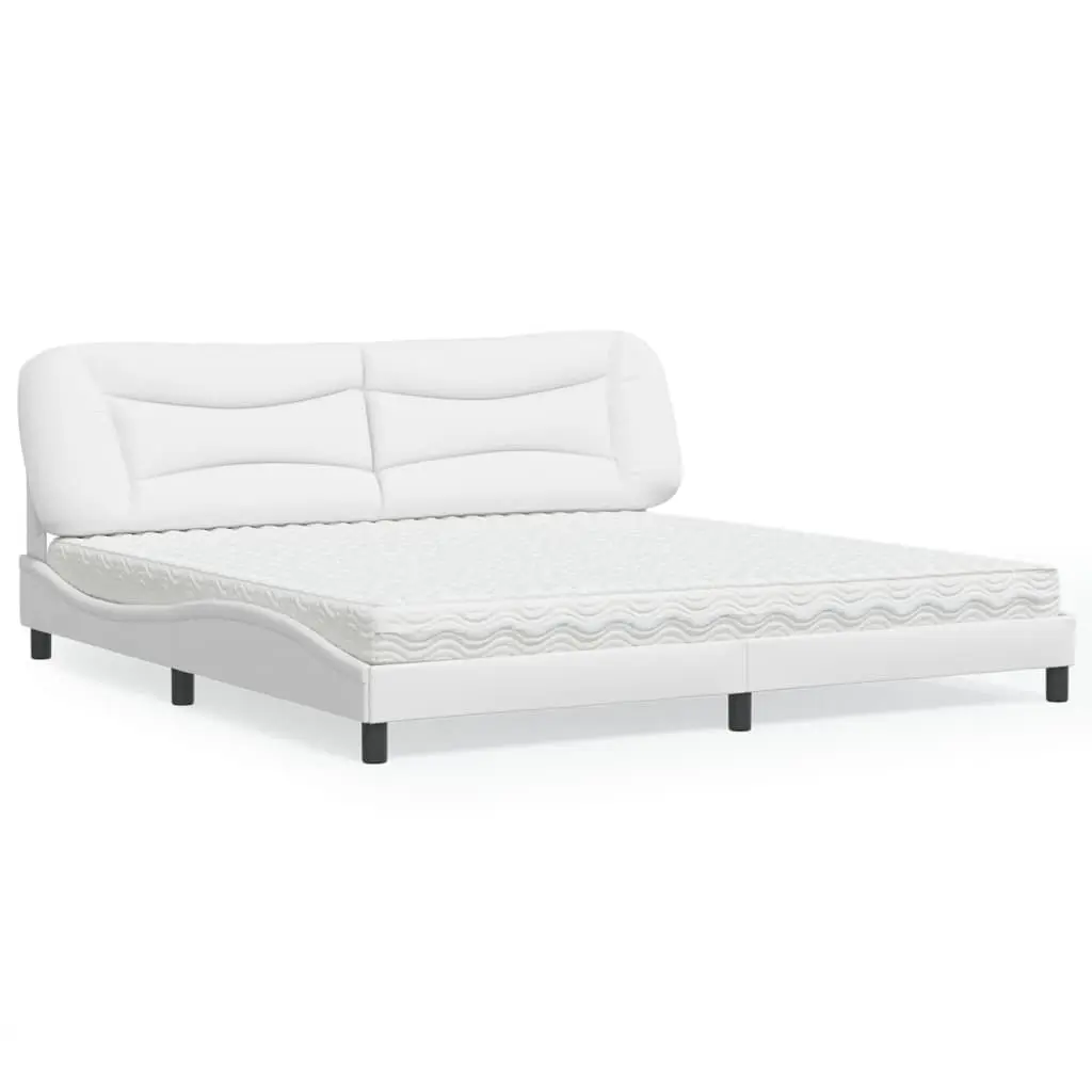 Letto con Materasso Bianco 200x200cm in Similpelle