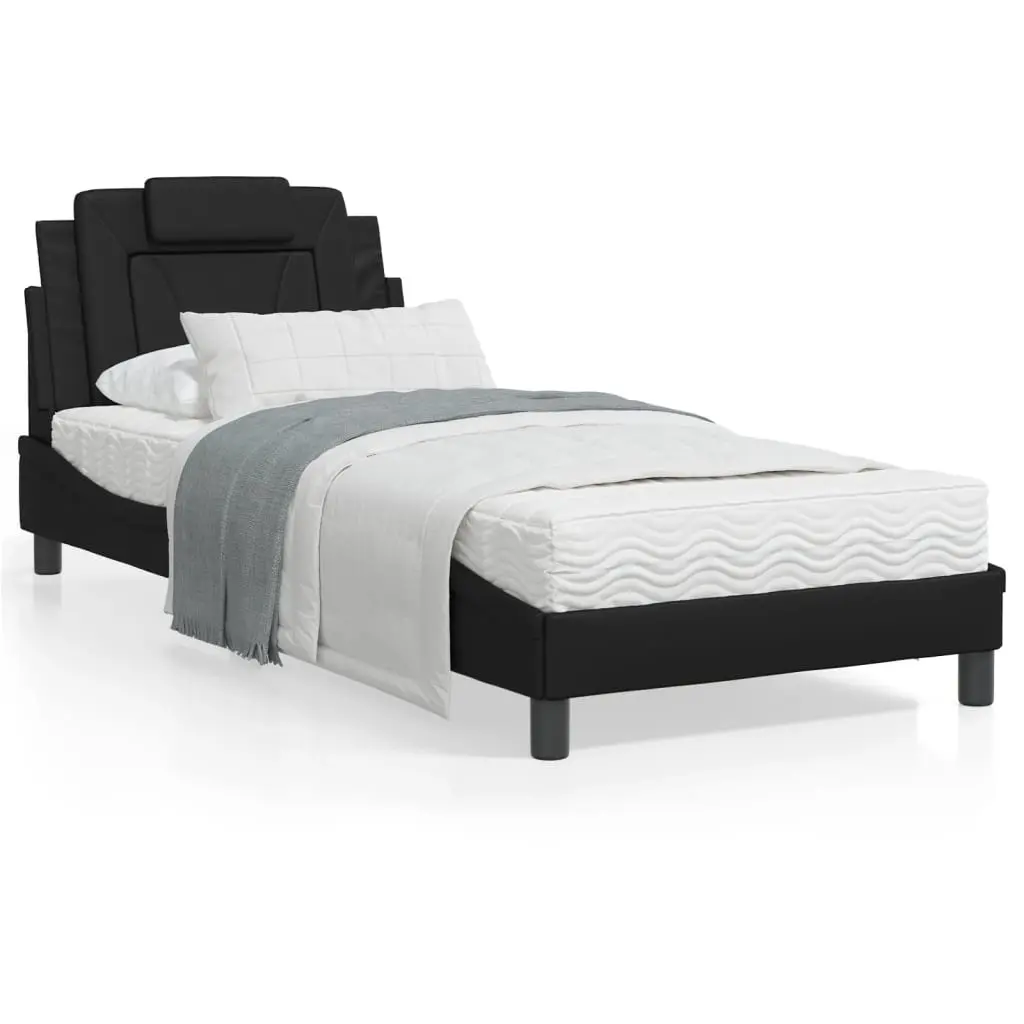 Letto con Materasso Nero 90x190 cm in Similpelle