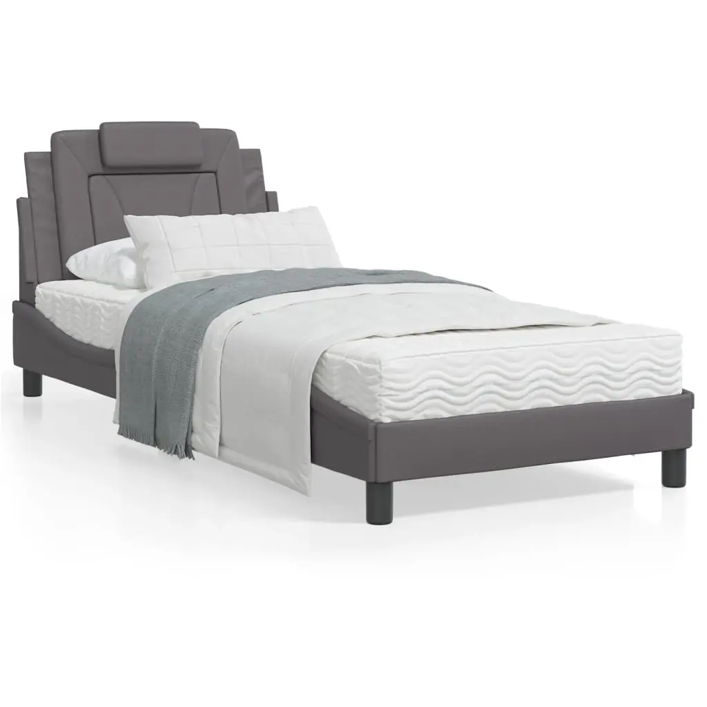 Letto con Materasso Grigio 90x190 cm in Similpelle