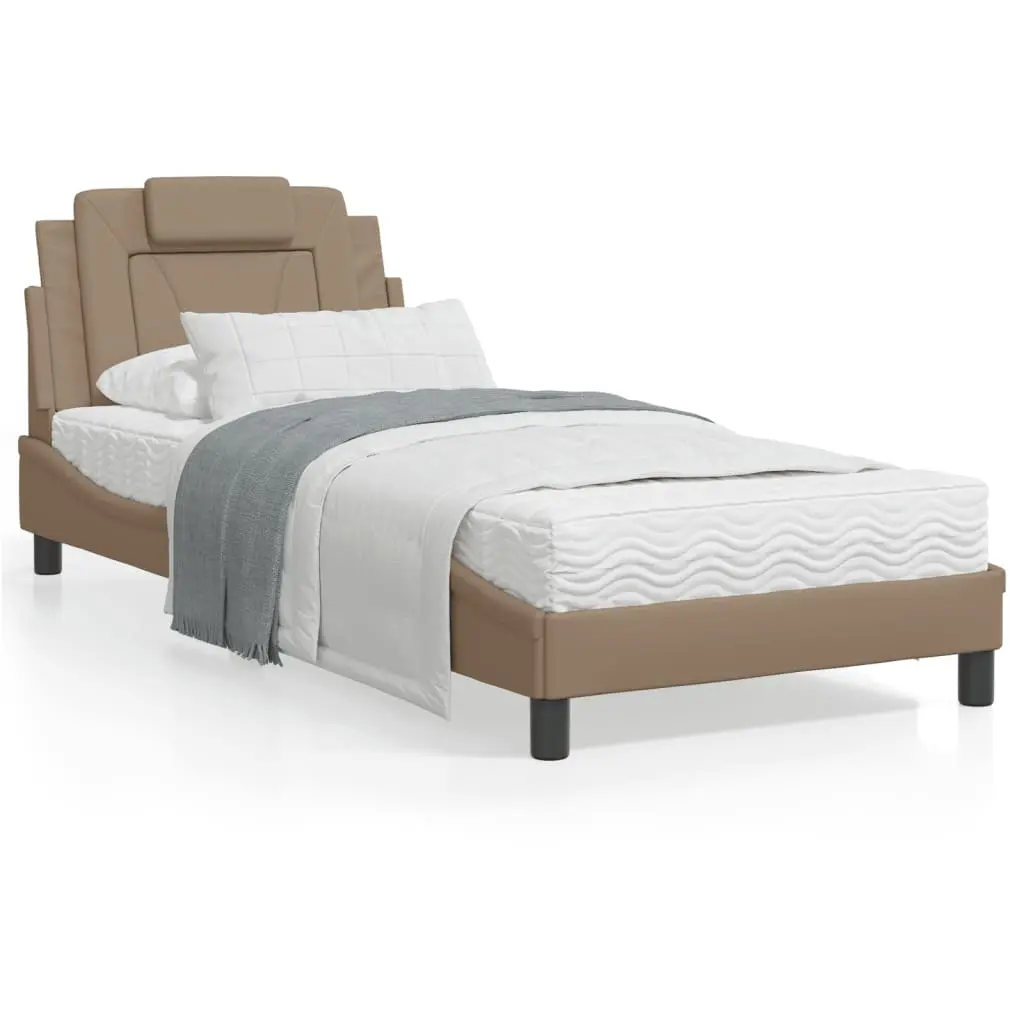 Letto con Materasso Cappuccino 90x190 cm Similpelle