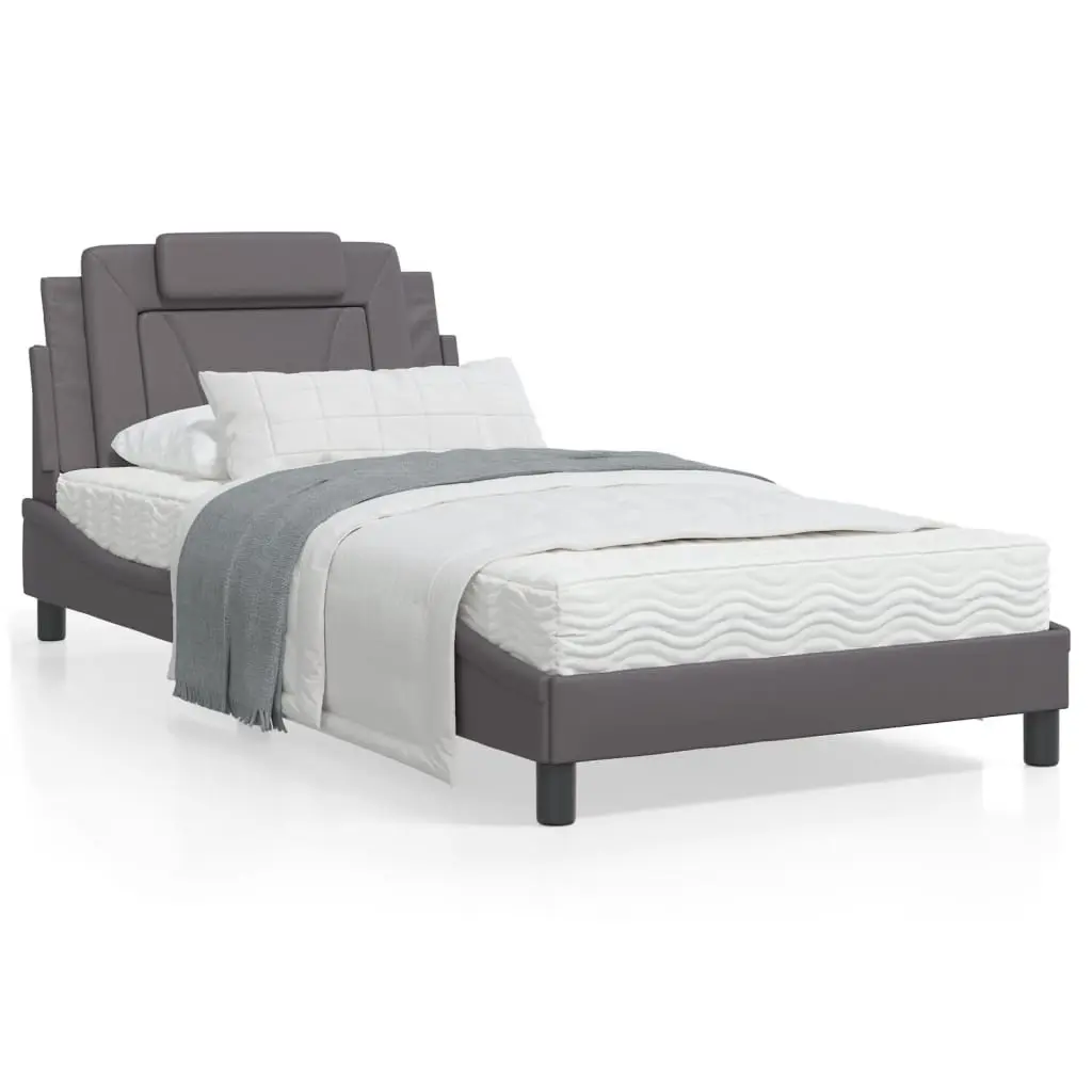 Letto Materasso Grigio 100x200 cm in Similpelle