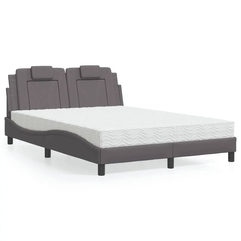 Letto con Materasso Grigio 140x200 cm in Similpelle