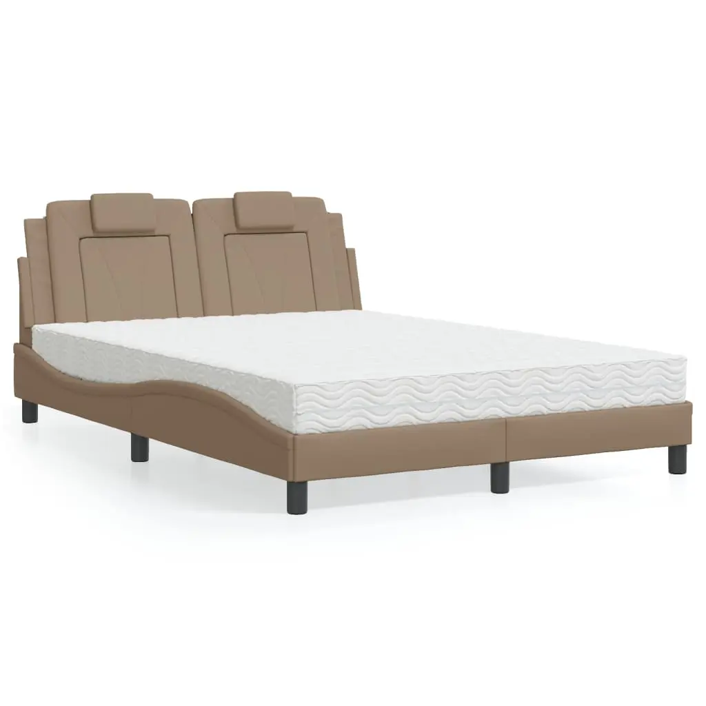 Letto con Materasso Cappuccino 140x200cm Similpelle