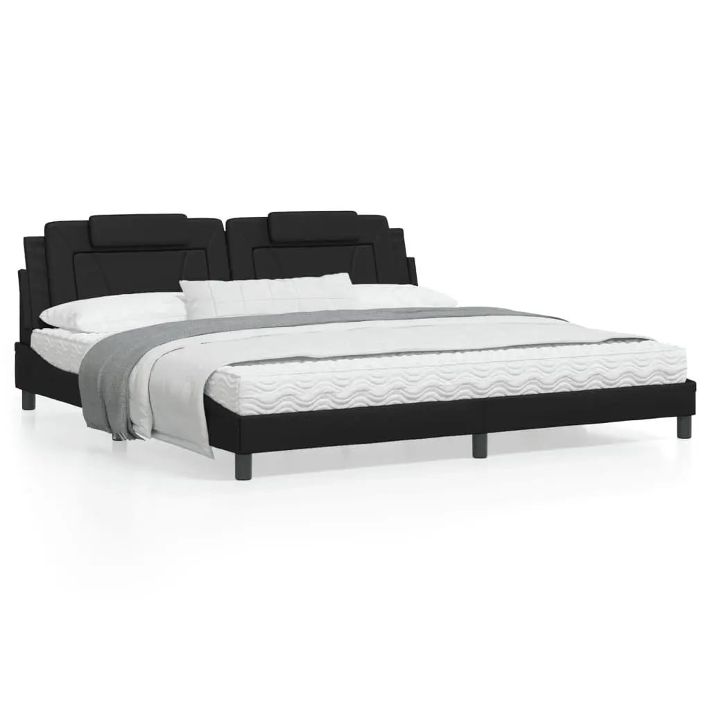 Letto con Materasso Nero 200x200 cm in Similpelle