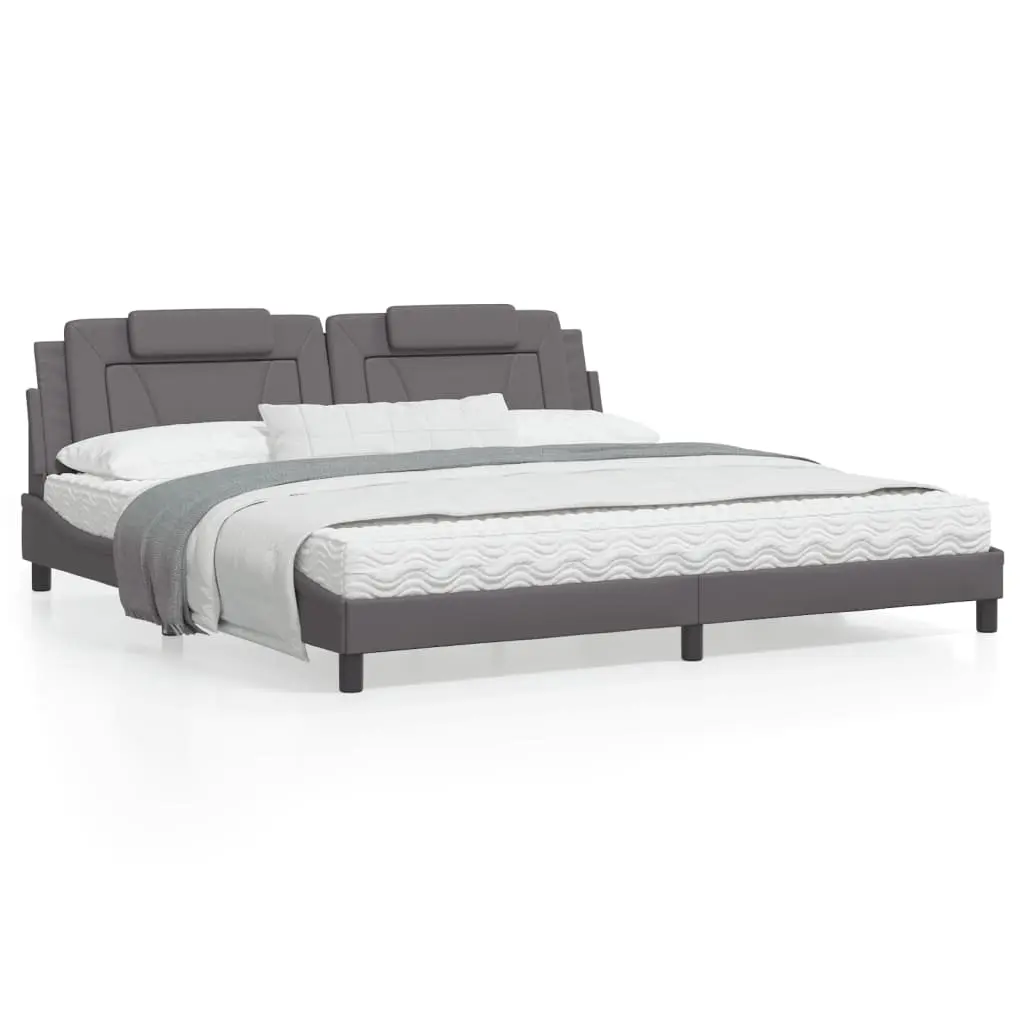 Letto con Materasso Grigio 200x200 cm in Similpelle