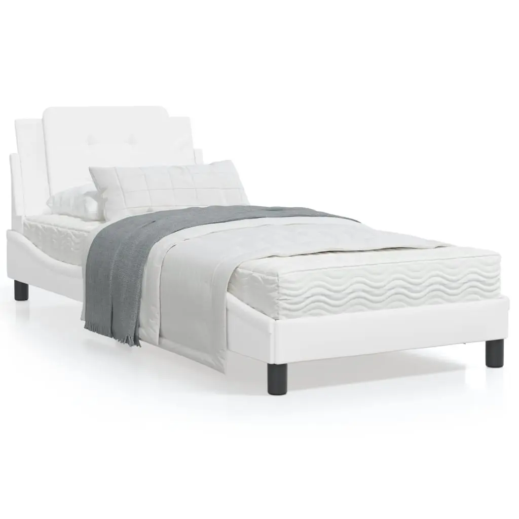 Letto con Materasso Bianco 80x200 cm in Similpelle