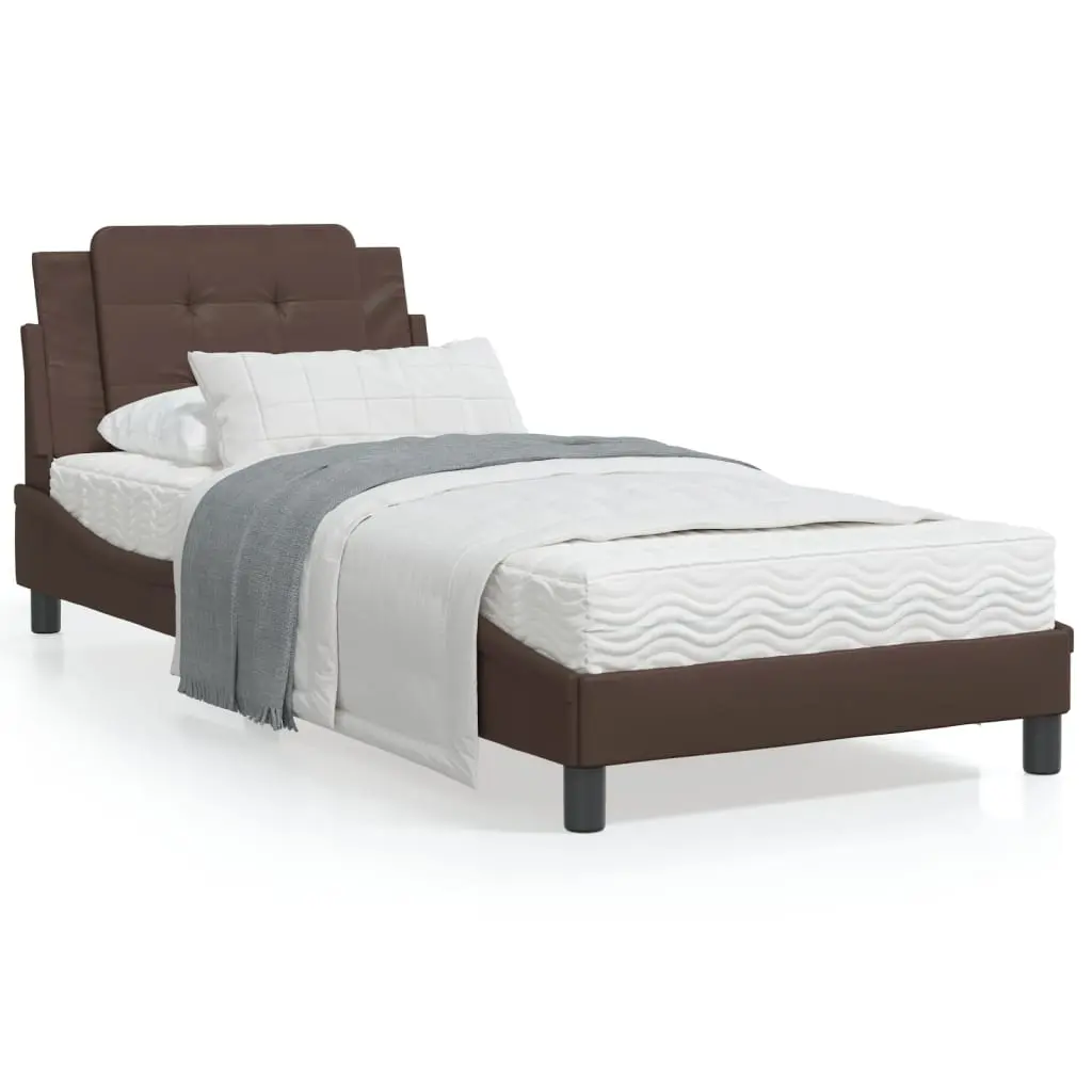 Letto con Materasso Marrone 90x190 cm in Similpelle