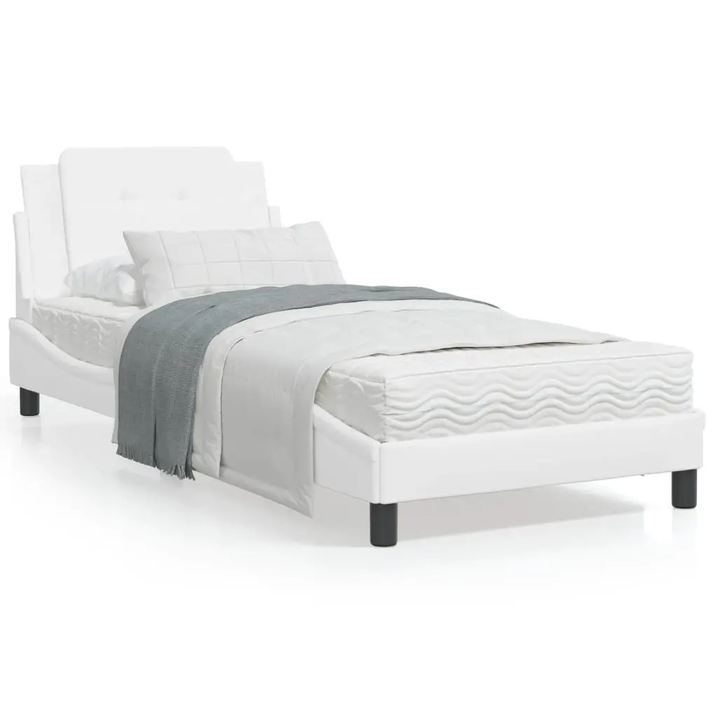 Letto con Materasso Bianco 100x200 cm in Similpelle