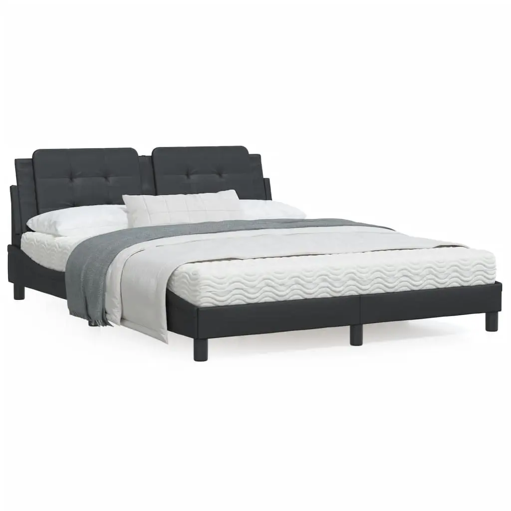 Letto con Materasso Nero 160x200 cm in Similpelle