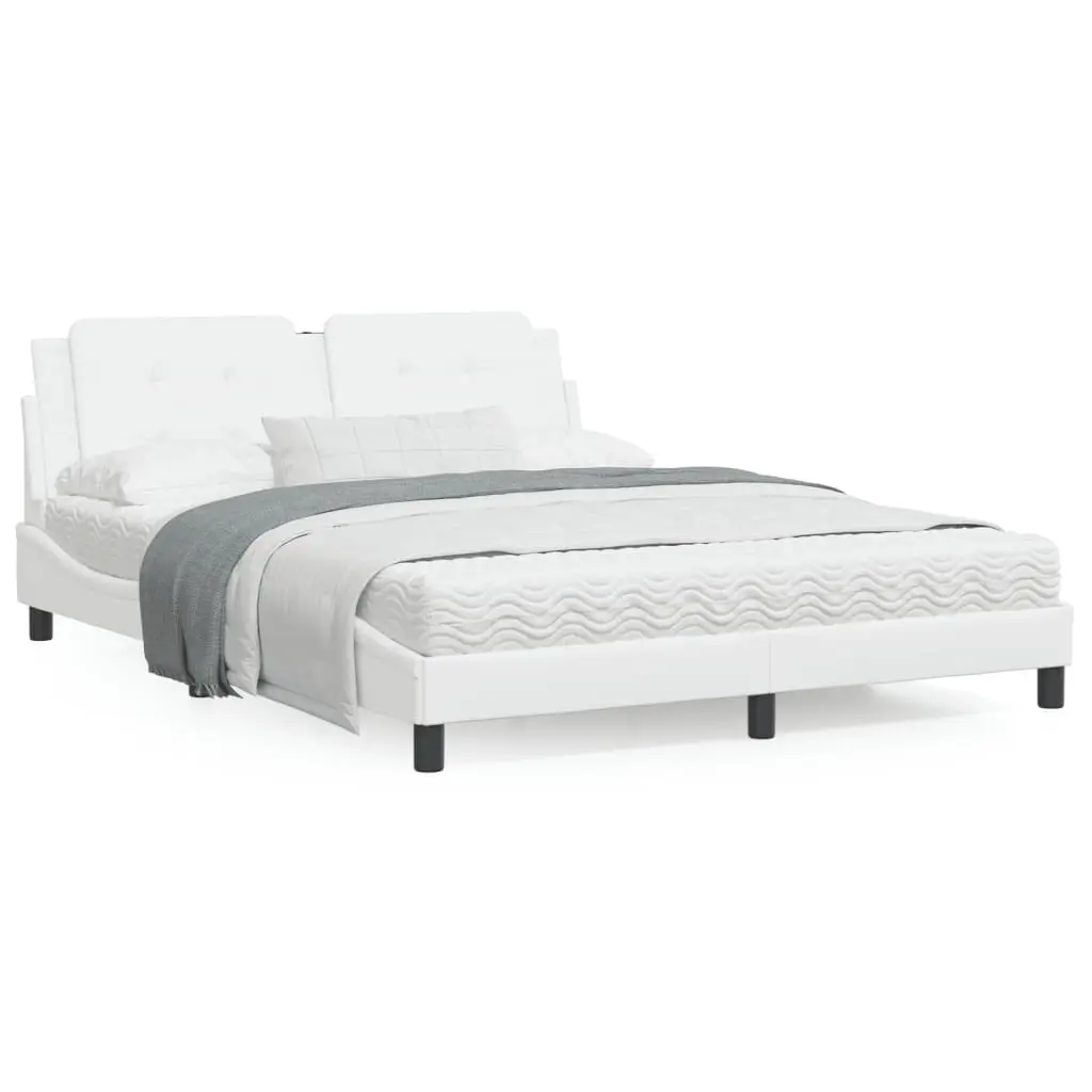 Letto con Materasso Bianco 160x200 cm in Similpelle