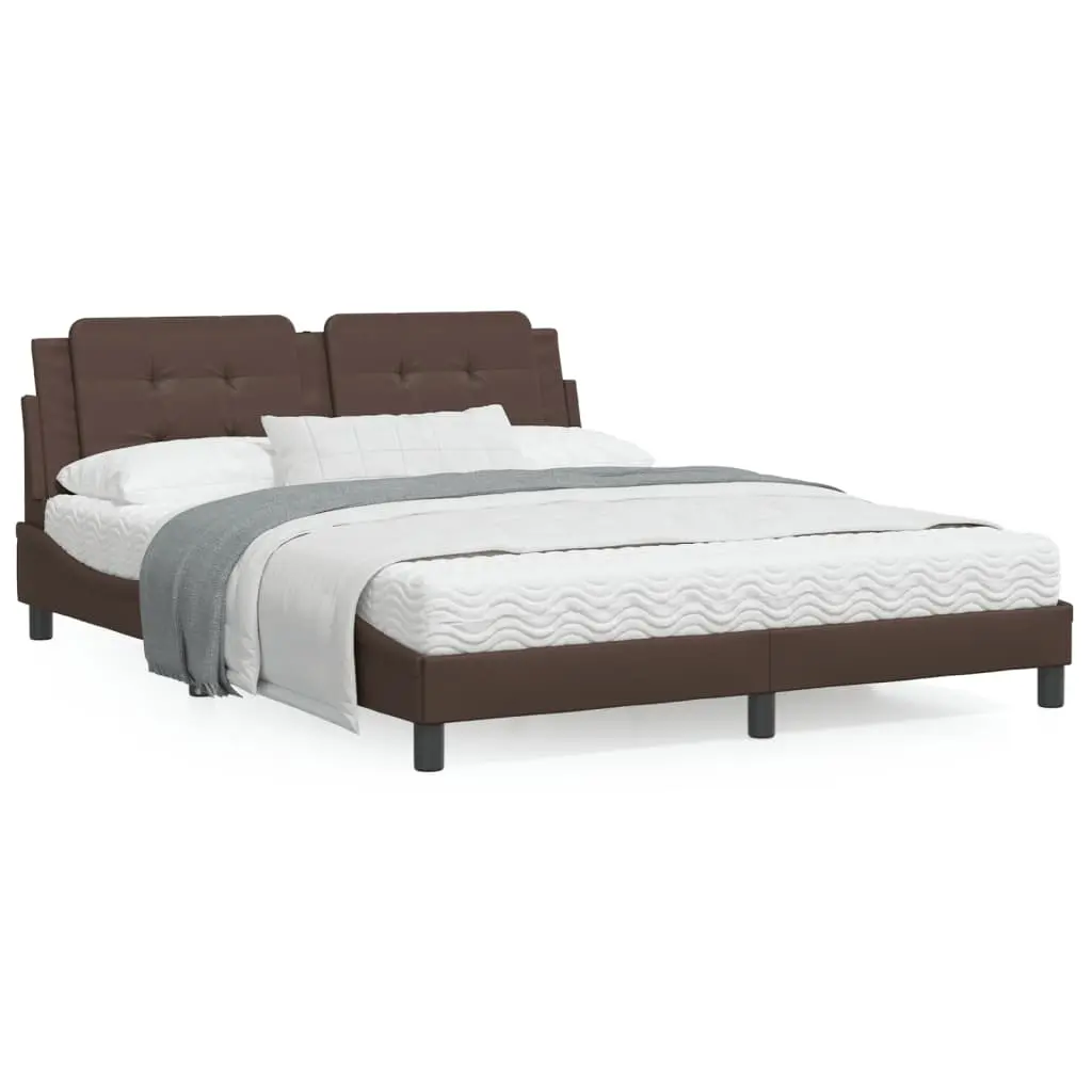 Letto con Materasso Marrone 160x200cm in Similpelle