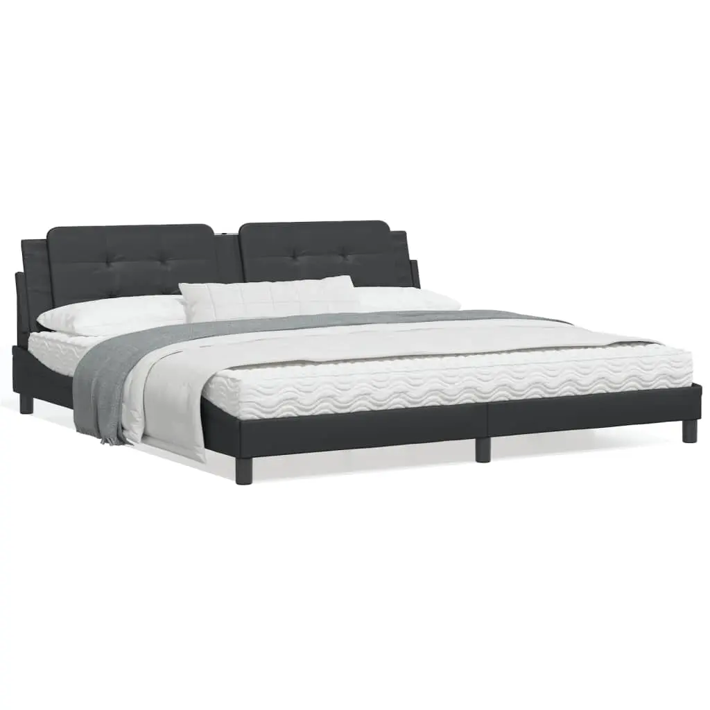 Letto con Materasso Nero 200x200 cm in Similpelle