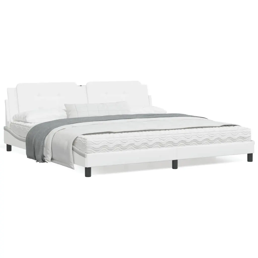 Letto con Materasso Bianco 200x200cm in Similpelle