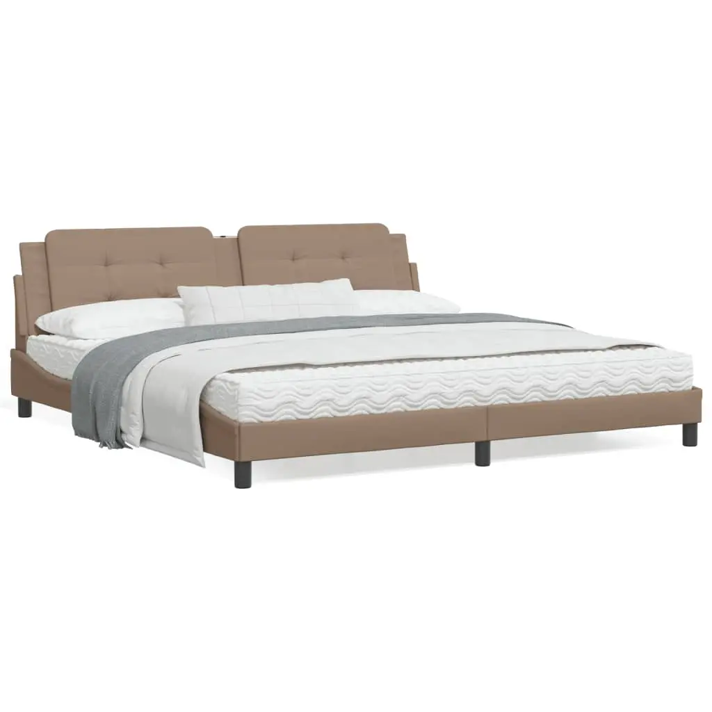 Letto con Materasso Cappuccino 200x200cm Similpelle