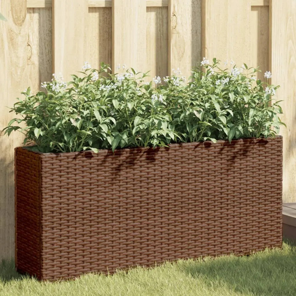 Fioriere da Giardino con 2 Vasi Marrone 90x20x40 cm Polyrattan