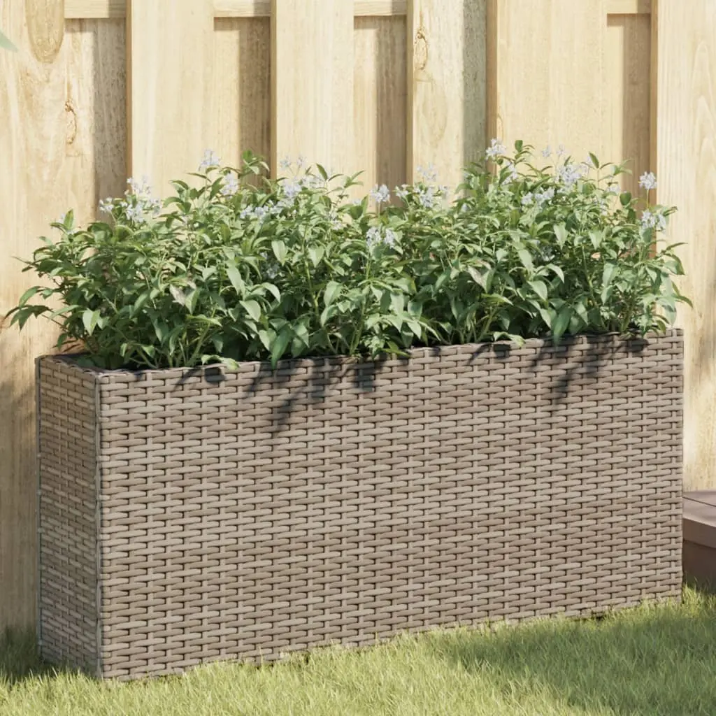 Fioriere da Giardino con 2 Vasi Grigie 90x20x40cm in Polyrattan