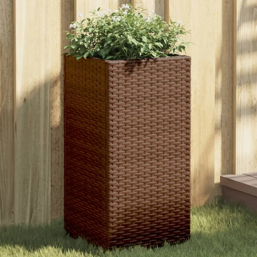 Fioriere da Giardino 2 pz Marrone 30x30x60 cm in Polyrattan