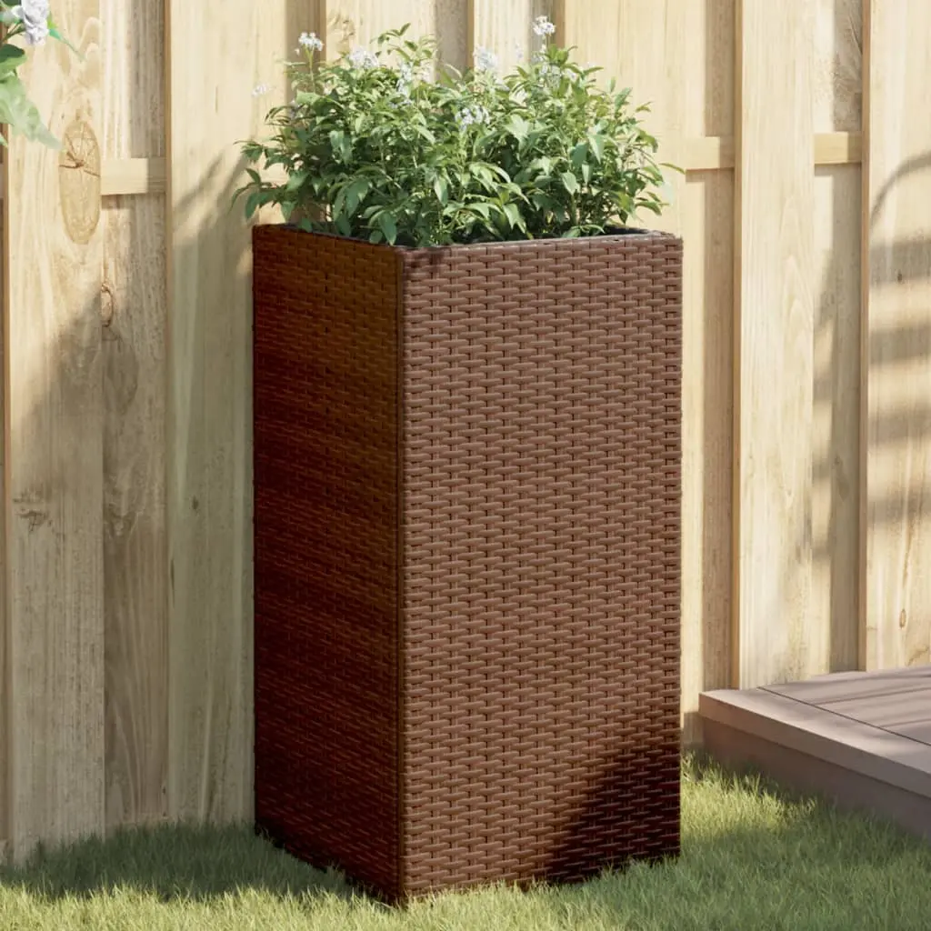 Fioriere da Giardino 2 pz Marrone 40x40x80 cm in Polyrattan