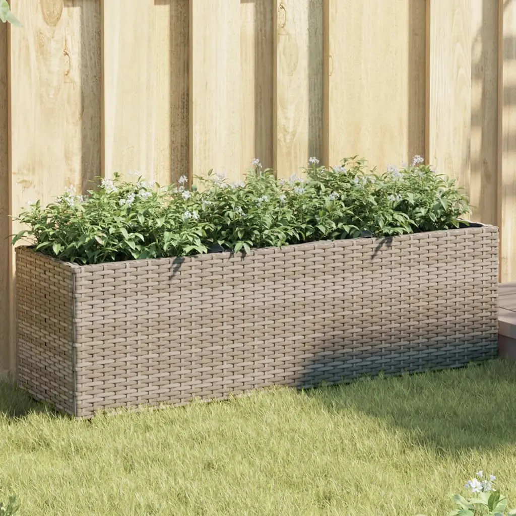 Fioriere da Giardino con 3 Vasi Grigie 105x30x32 cm Polyrattan