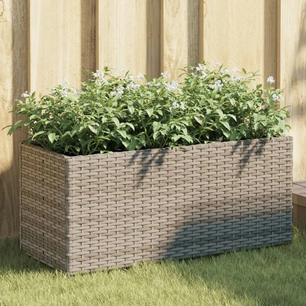 Fioriere da Giardino con 2 Vasi Grigie 72x30x32 cm Polyrattan